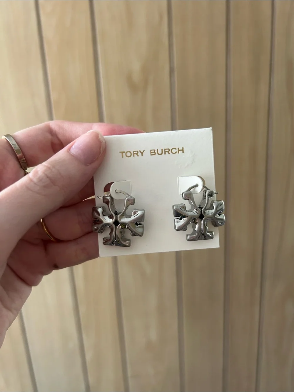 Tory Burch silver logo earrings